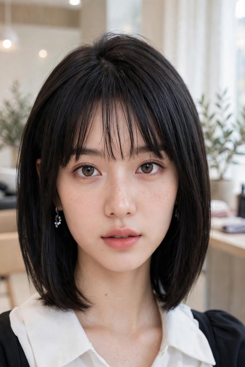 齊瀏海黑短鮑